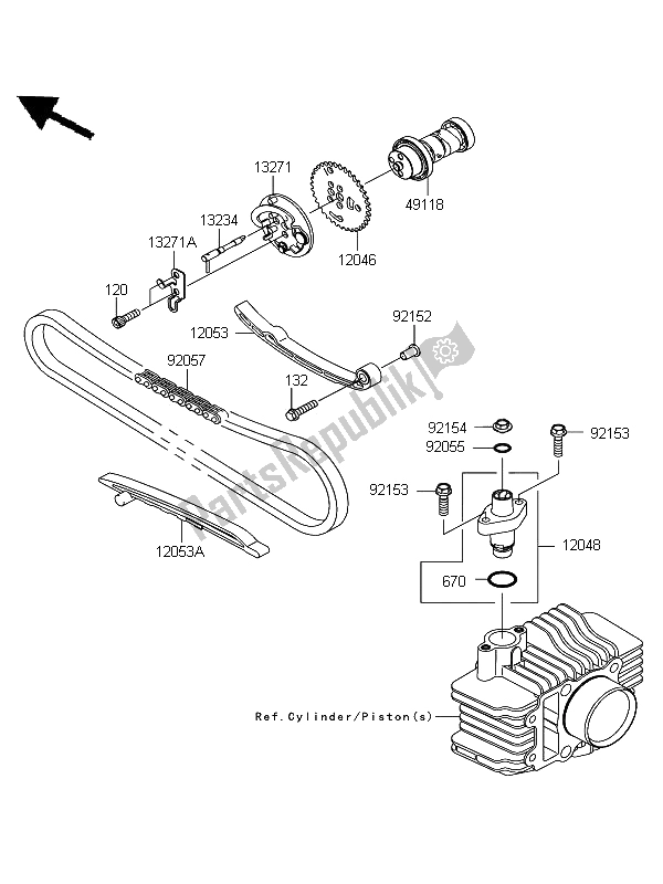 All parts for the Camshaft & Tensioner of the Kawasaki KLX 110 2013