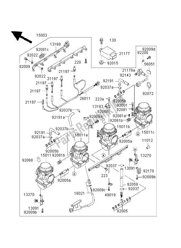 All parts for the Carburetor of the Kawasaki ZR 7 750 2003