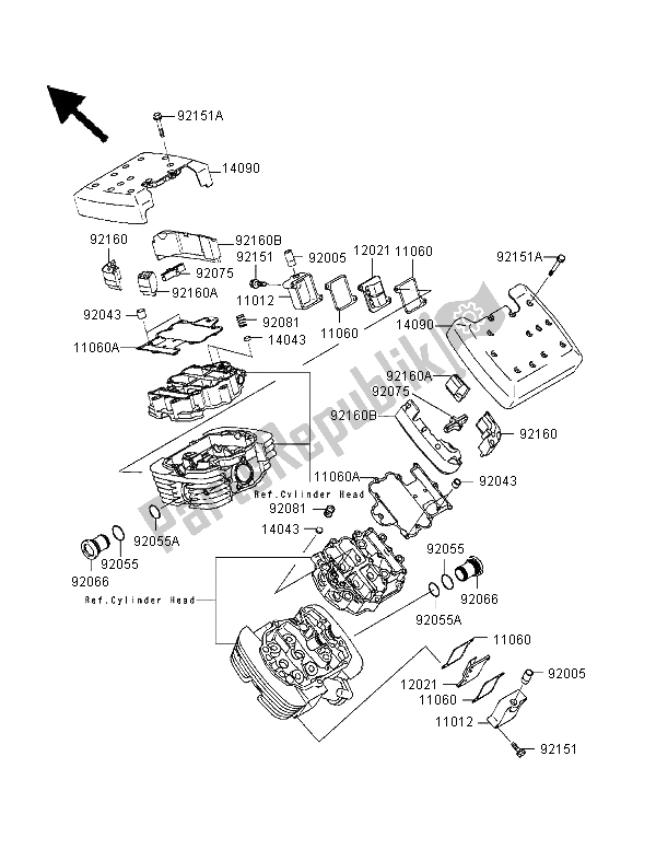 All parts for the Cylinder Head Cover of the Kawasaki VN 1500 Classic 1999