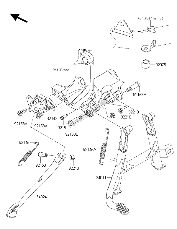 All parts for the Stand(s) of the Kawasaki 1400 GTR ABS 2016