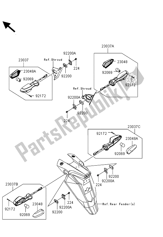 Wszystkie części do Kierunkowskazy Kawasaki ER 6N 650 2013