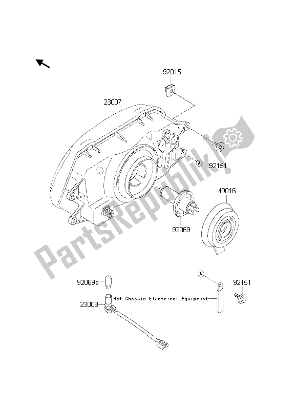 Tutte le parti per il Faro del Kawasaki KLE 500 2002