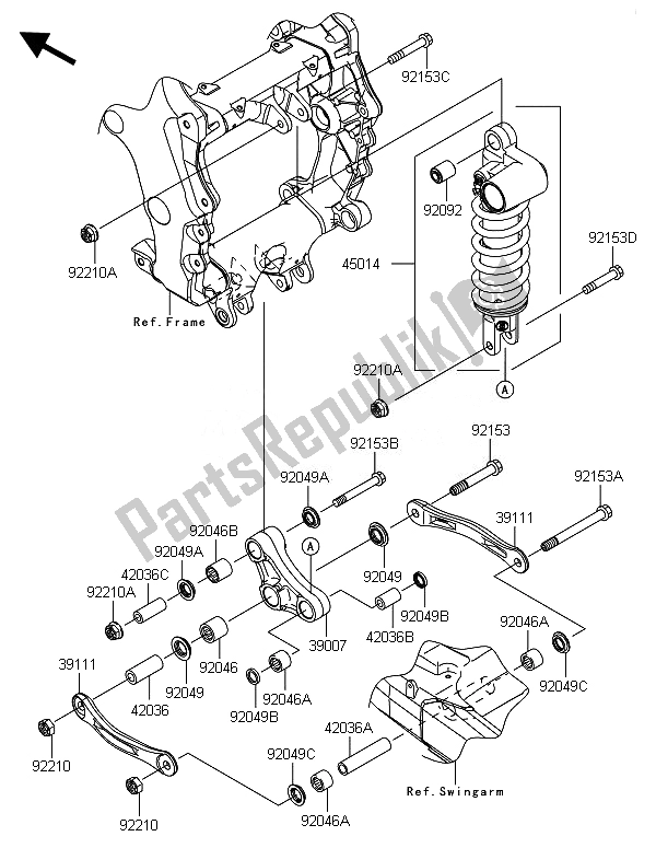 All parts for the Suspension & Shock Absorber (1) of the Kawasaki ZZR 1400 ABS 2014