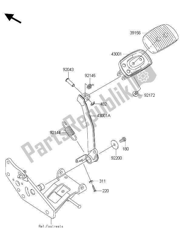 All parts for the Brake Pedal of the Kawasaki Vulcan 1700 Nomad ABS 2015