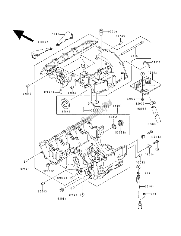 Tutte le parti per il Carter del Kawasaki ZXR 400 1994