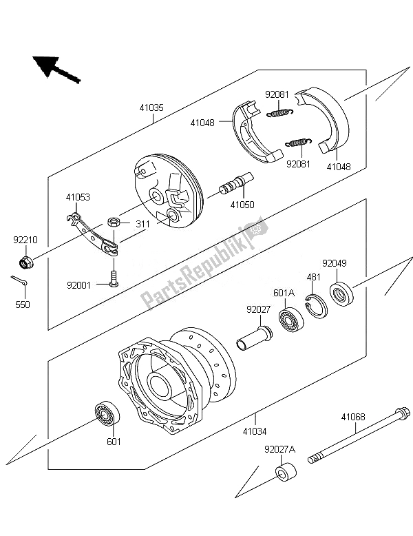 Tutte le parti per il Mozzo Anteriore del Kawasaki KLX 110 2007