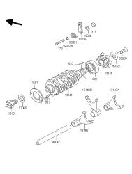 tambour de changement de vitesse et fourchette de changement de vitesse