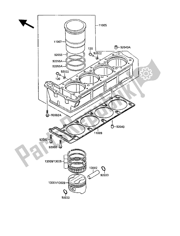 Todas las partes para Cilindro Y Pistón (es) de Kawasaki 1000 GTR 1988