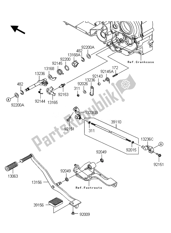 Alle onderdelen voor de Schakelmechanisme van de Kawasaki VN 1700 Classic ABS 2010