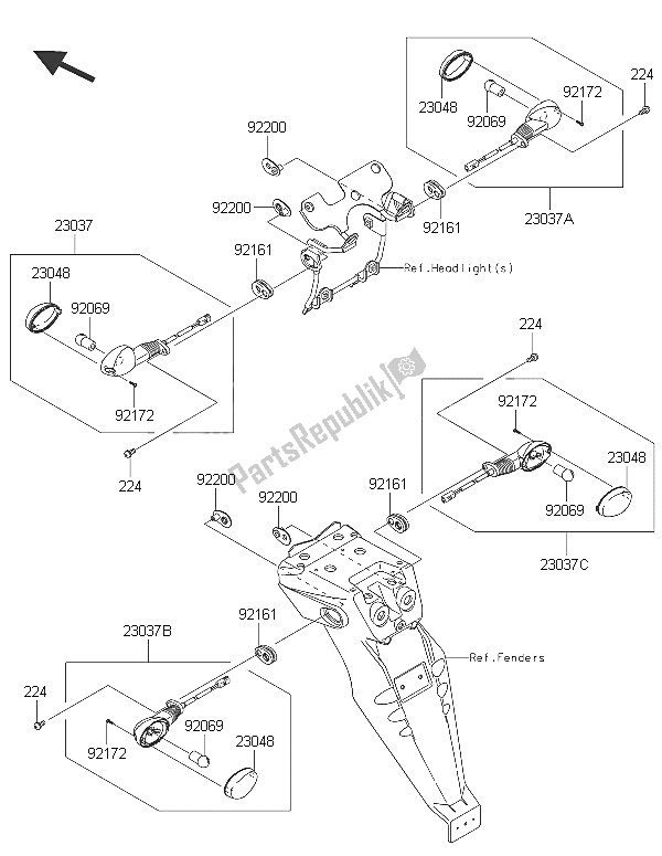 All parts for the Turn Signals of the Kawasaki KLX 250 2016