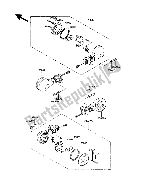 All parts for the Turn Signals of the Kawasaki VN 750 Twin 1987