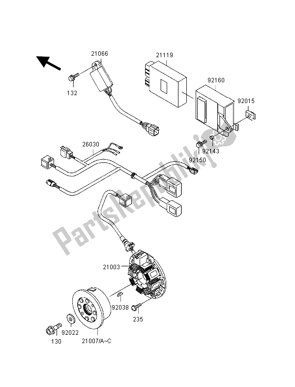 Tutte le parti per il Generatore del Kawasaki KX 125 2000