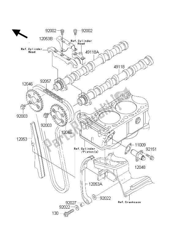 Alle onderdelen voor de Nokkenas (sen) En Spanner van de Kawasaki ZRX 1200 2004