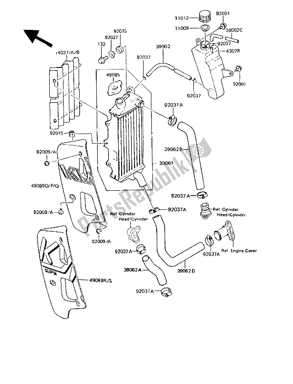 Todas las partes para Radiador de Kawasaki KMX 125 1990