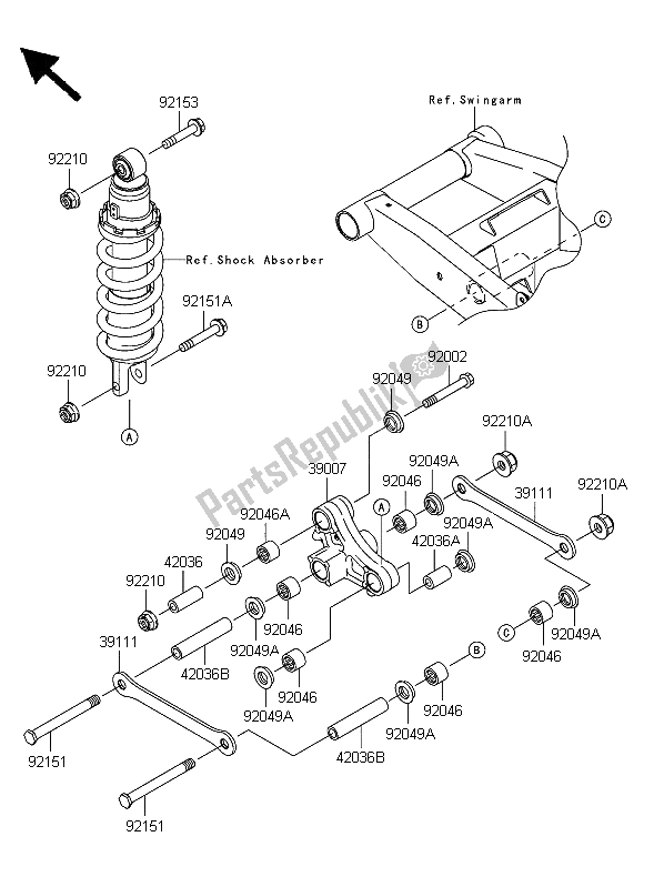 All parts for the Suspension of the Kawasaki Z 750 2006