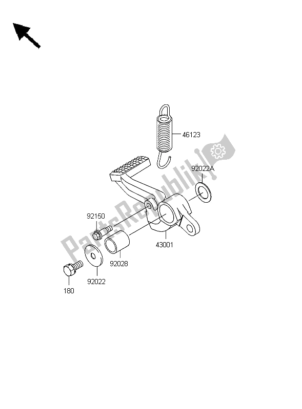 All parts for the Brake Pedal of the Kawasaki Ninja ZX 12R 1200 2006