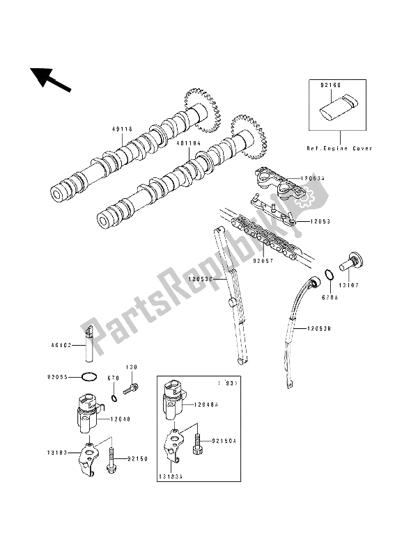 Todas las partes para árbol De Levas Y Tensor de Kawasaki ZXR 400 1992