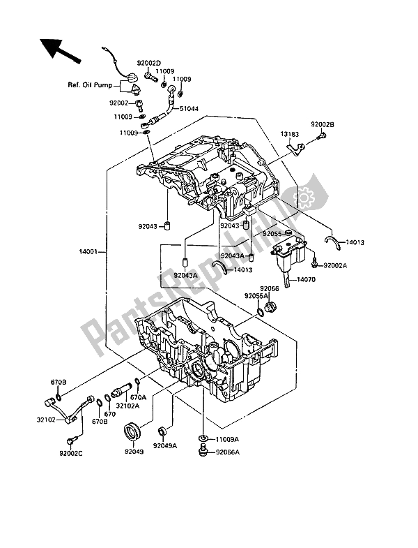 Tutte le parti per il Carter del Kawasaki EL 250 1988