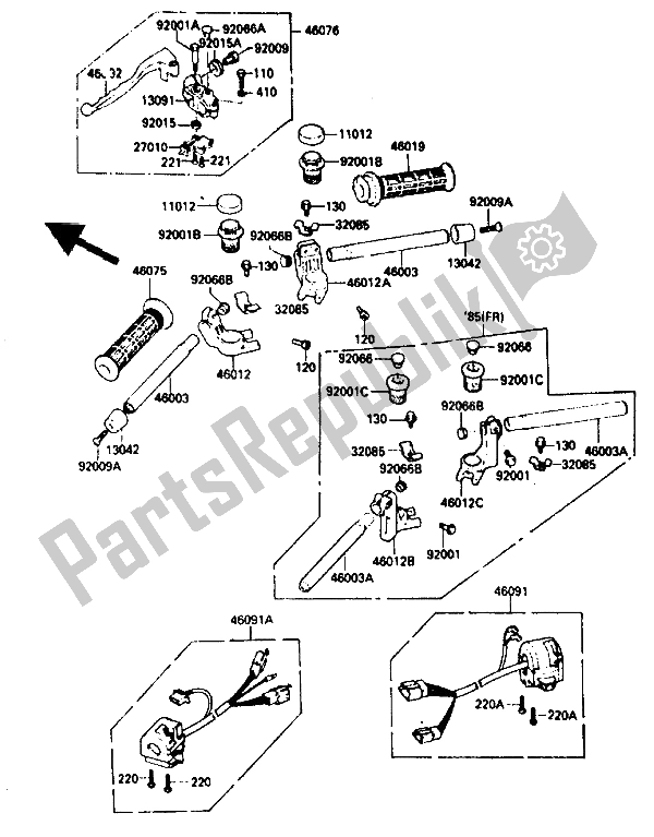 Todas las partes para Manillar de Kawasaki GPZ 750 1987
