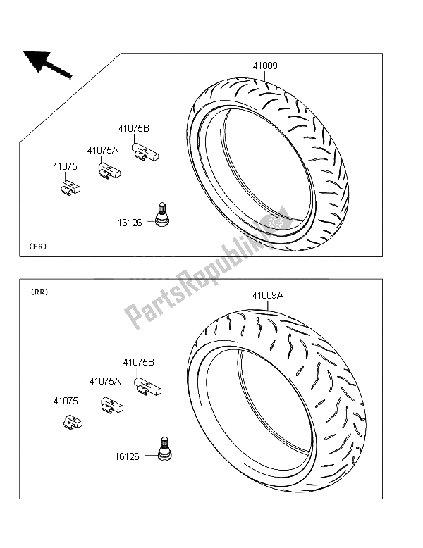 All parts for the Tires of the Kawasaki Z 1000 SX ABS 2011