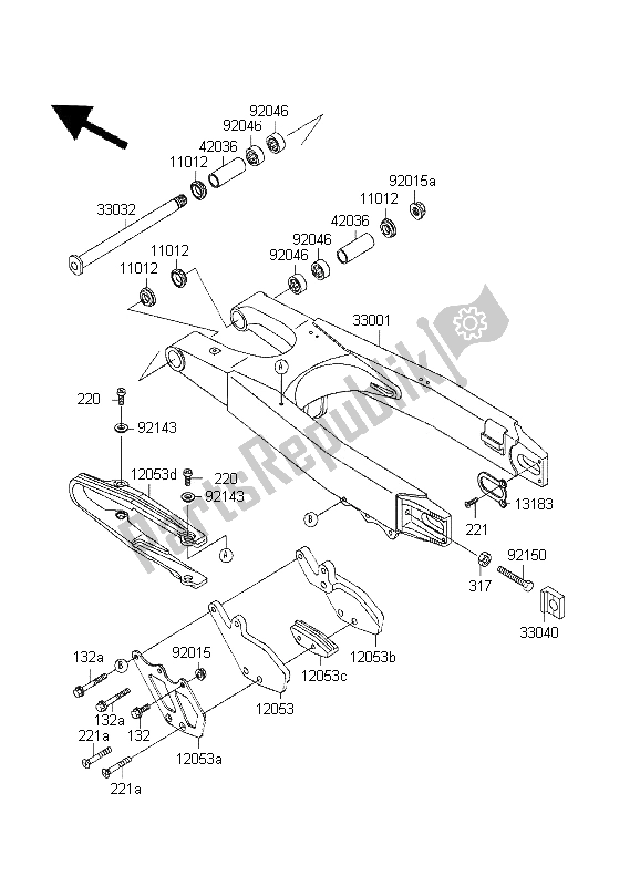 Todas las partes para Basculante de Kawasaki KX 250 1995