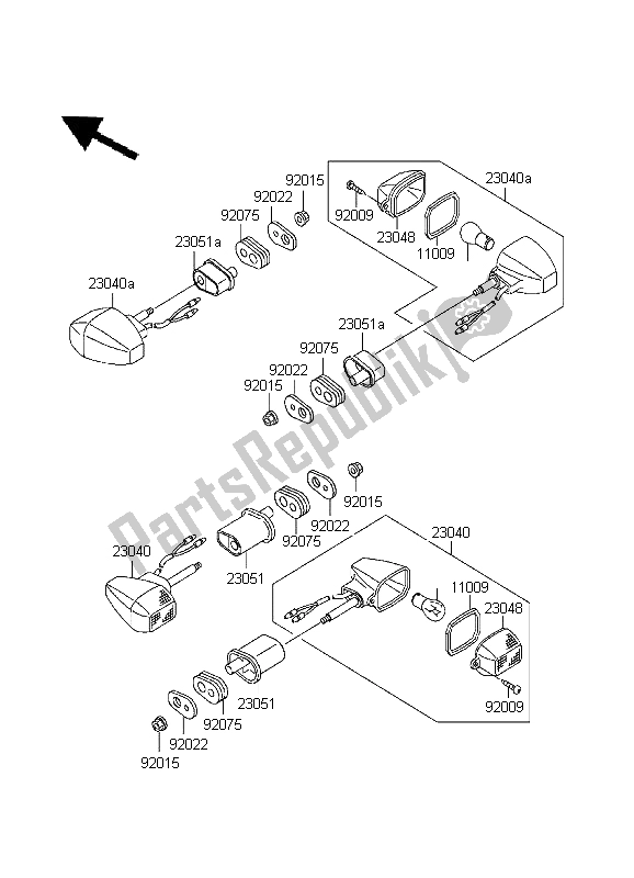 Tutte le parti per il Indicatori Di Direzione del Kawasaki ZR 7 750 1999