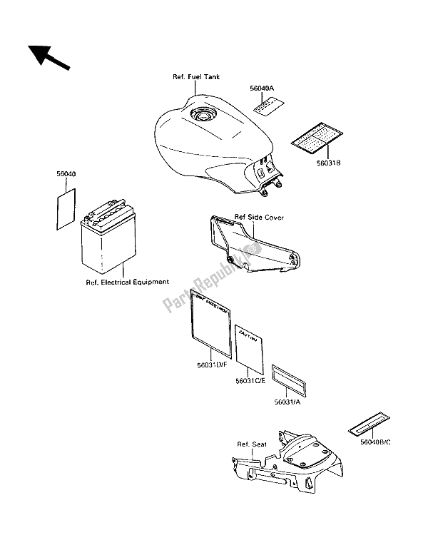 All parts for the Labels of the Kawasaki 1000 GTR 1994