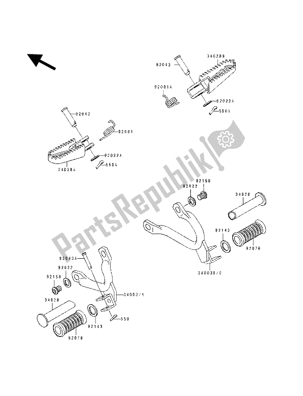 Alle onderdelen voor de Stap van de Kawasaki KDX 125 1992