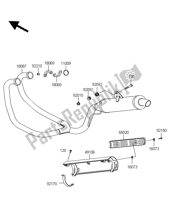 All parts for the Muffler of the Kawasaki KLE 500 2006