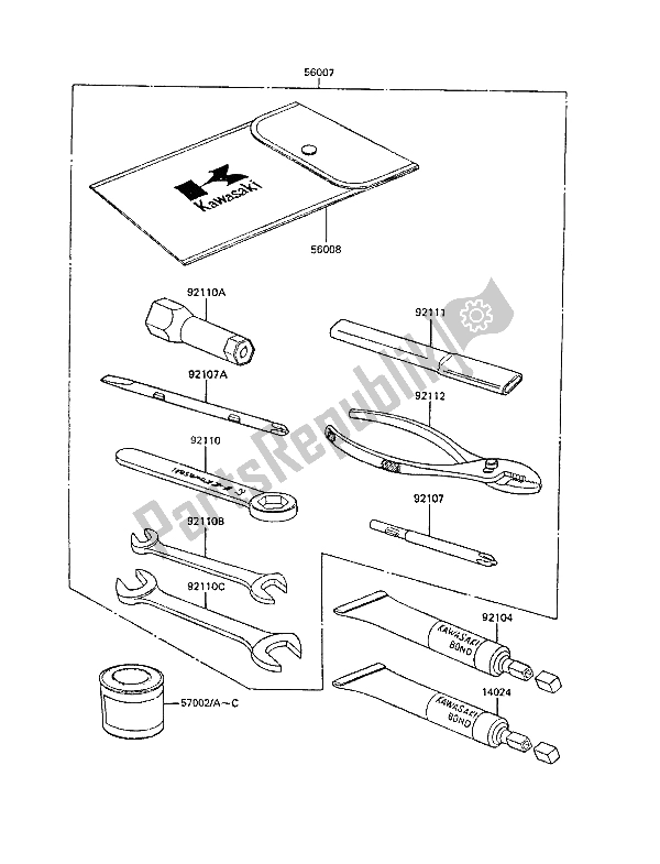 Toutes les pièces pour le Outils Propriétaires du Kawasaki GPZ 305 Belt Drive 1985