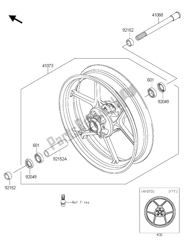 Toutes les pièces pour le Moyeu Avant du Kawasaki ER 6N ABS 650 2015