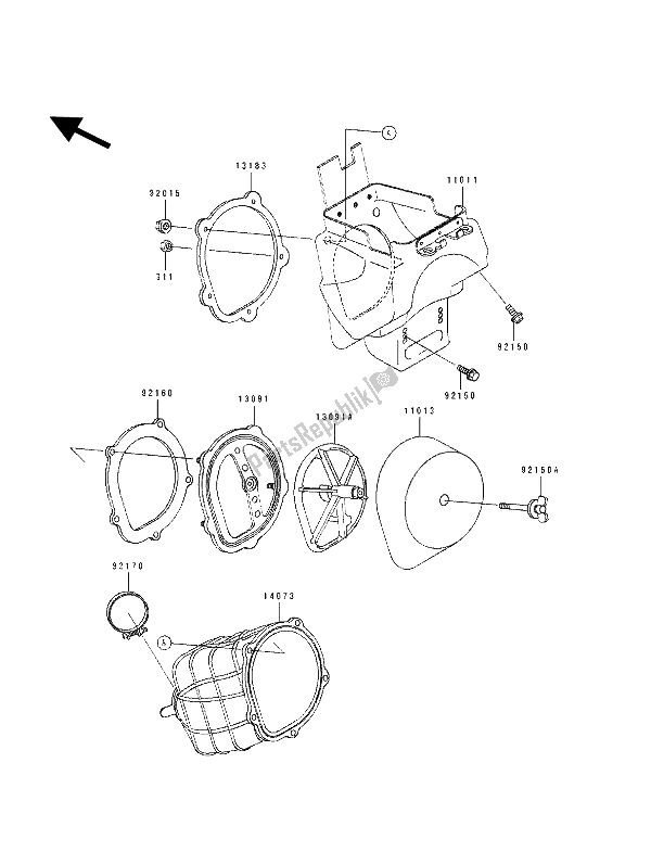 All parts for the Air Filter of the Kawasaki KX 250 1993