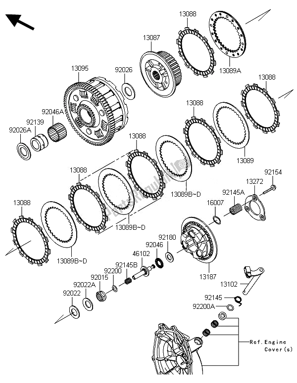 All parts for the Clutch of the Kawasaki Ninja ZX 6R 600 2014