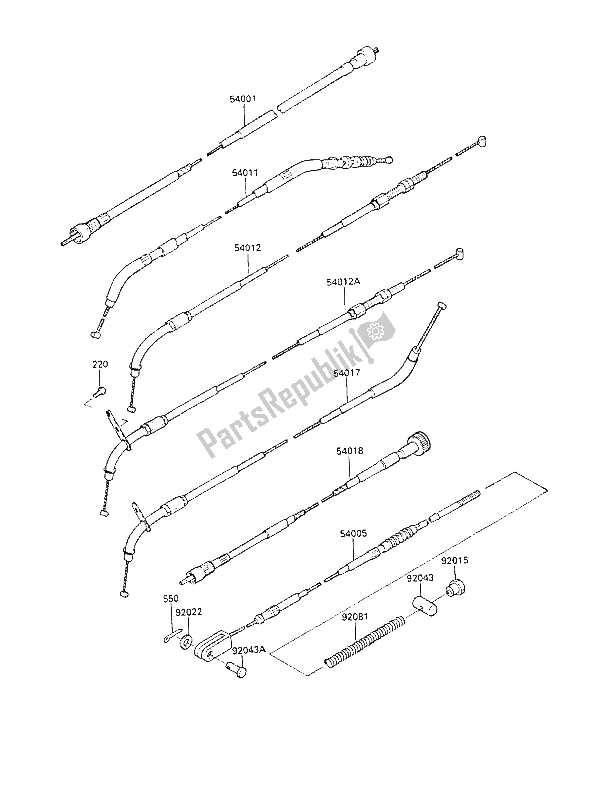 All parts for the Cables of the Kawasaki LTD 450 1987