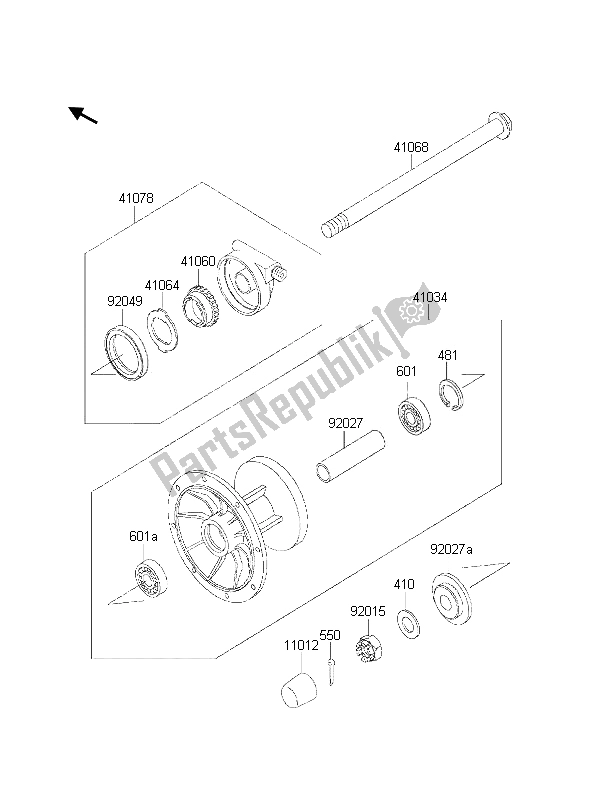 Tutte le parti per il Mozzo Anteriore del Kawasaki KLE 500 2002