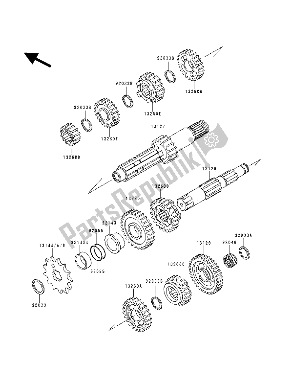 Wszystkie części do Przenoszenie Kawasaki KX 250 1994