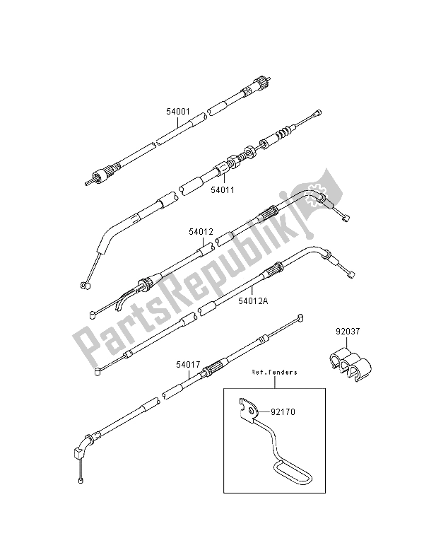 All parts for the Cables of the Kawasaki Zephyr 550 1996