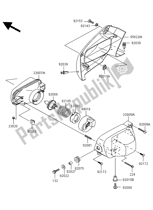 All parts for the Headlight of the Kawasaki KVF 650 4X4 2007