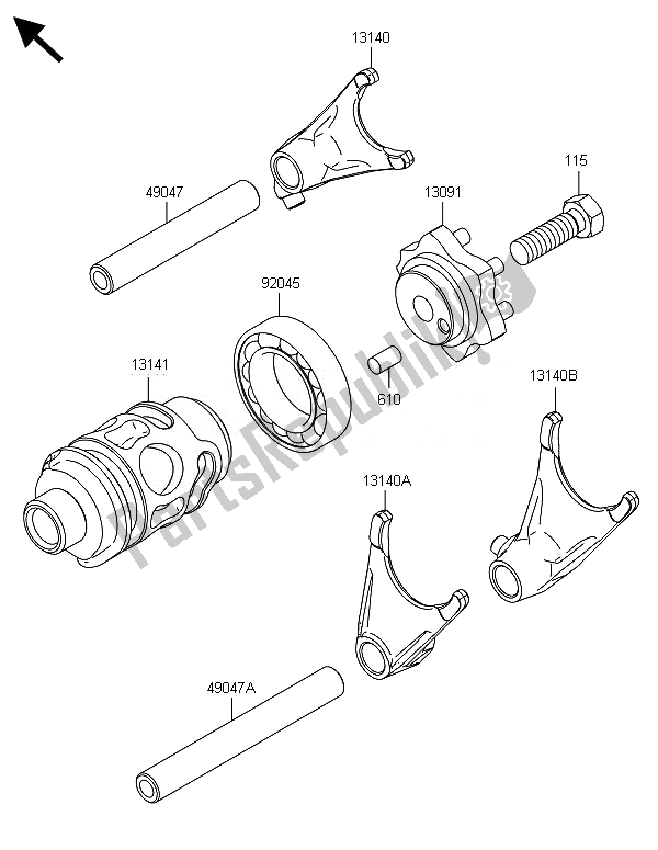 All parts for the Gear Change Drum & Shift Fork(s) of the Kawasaki KX 85 LW 2014