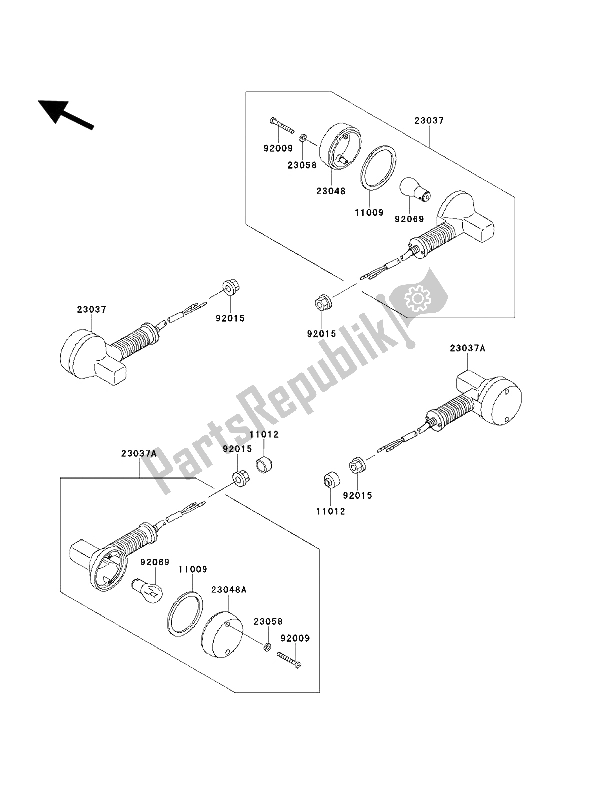 Todas as partes de Sinais De Mudança do Kawasaki KLX 650 1994