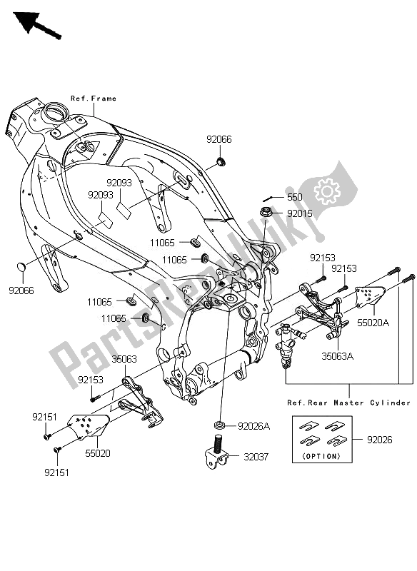 Toutes les pièces pour le Ferrures De Châssis (avant) du Kawasaki Ninja ZX 6R 600 2007