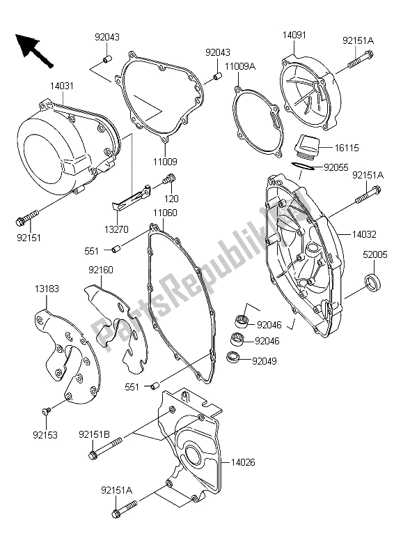 Toutes les pièces pour le Couvert De Moteur du Kawasaki ZZR 600 2006