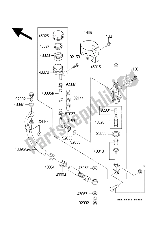 All parts for the Rear Master Cylinder of the Kawasaki VN 800 Drifter 1999