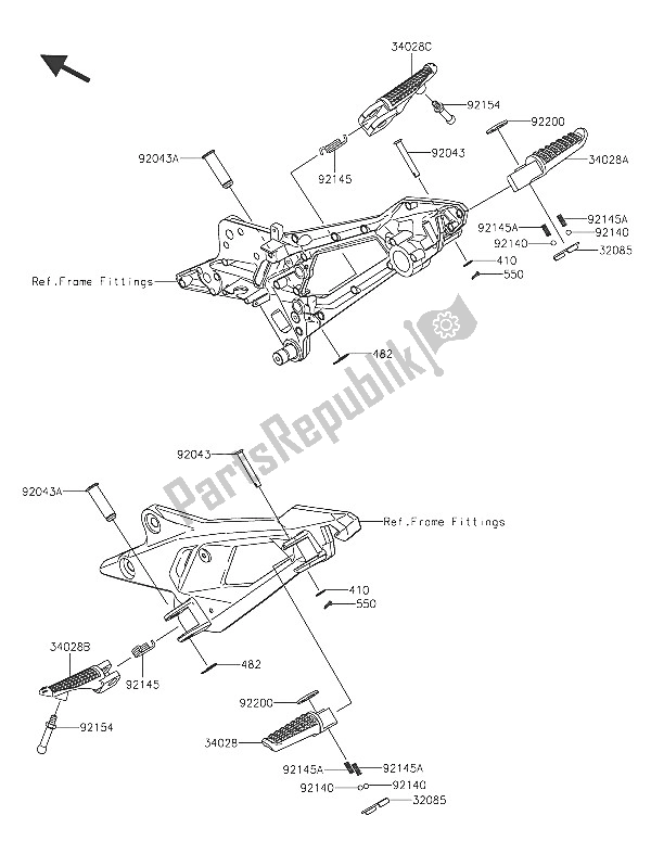 All parts for the Footrests of the Kawasaki Z 800 ABS 2016