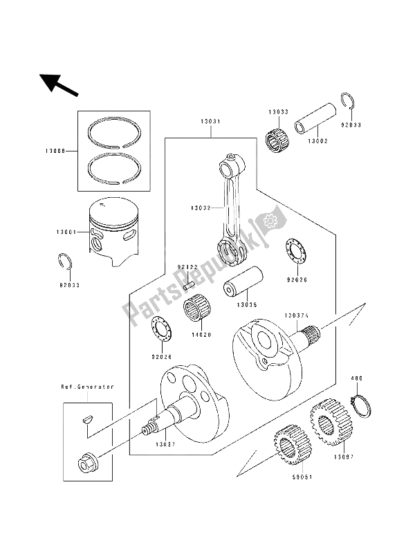 All parts for the Crankshaft & Piston(s) of the Kawasaki KX 100 1994