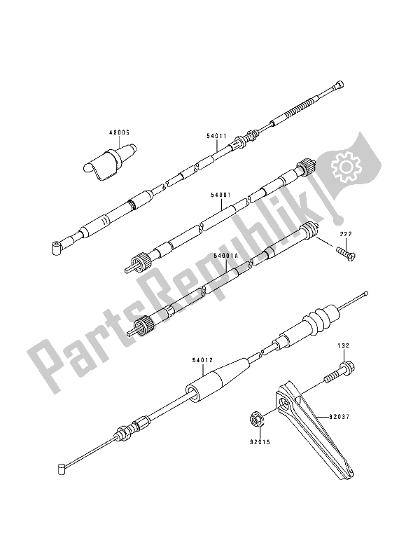 Alle onderdelen voor de Kabel van de Kawasaki KDX 200 1993