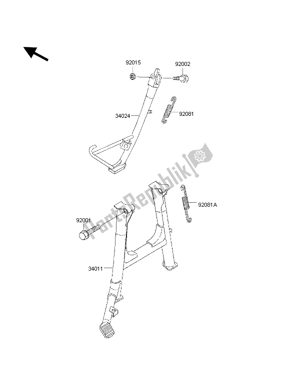 Alle onderdelen voor de Staan van de Kawasaki 1000 GTR 1998