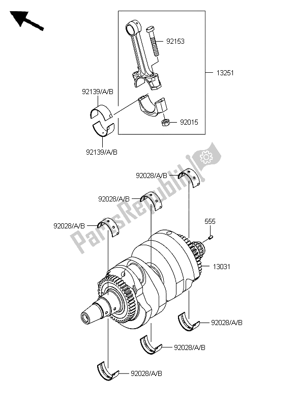 All parts for the Crankshaft of the Kawasaki ER 6F 650 2012