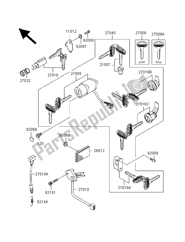 All parts for the Ignition Switch of the Kawasaki VN 1500 Classic Tourer 1998