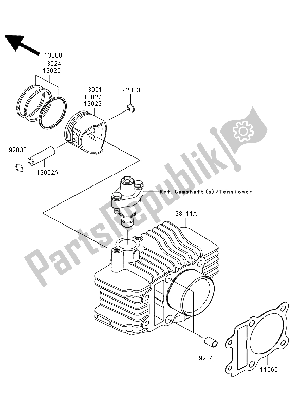 Tutte le parti per il Cilindro E Pistone del Kawasaki KLX 110 2003